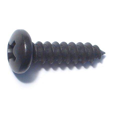 Midwest Fastener Sheet Metal Screw, #14 x 1 in, Black Steel Pan Head Phillips Drive, 8 PK 79427